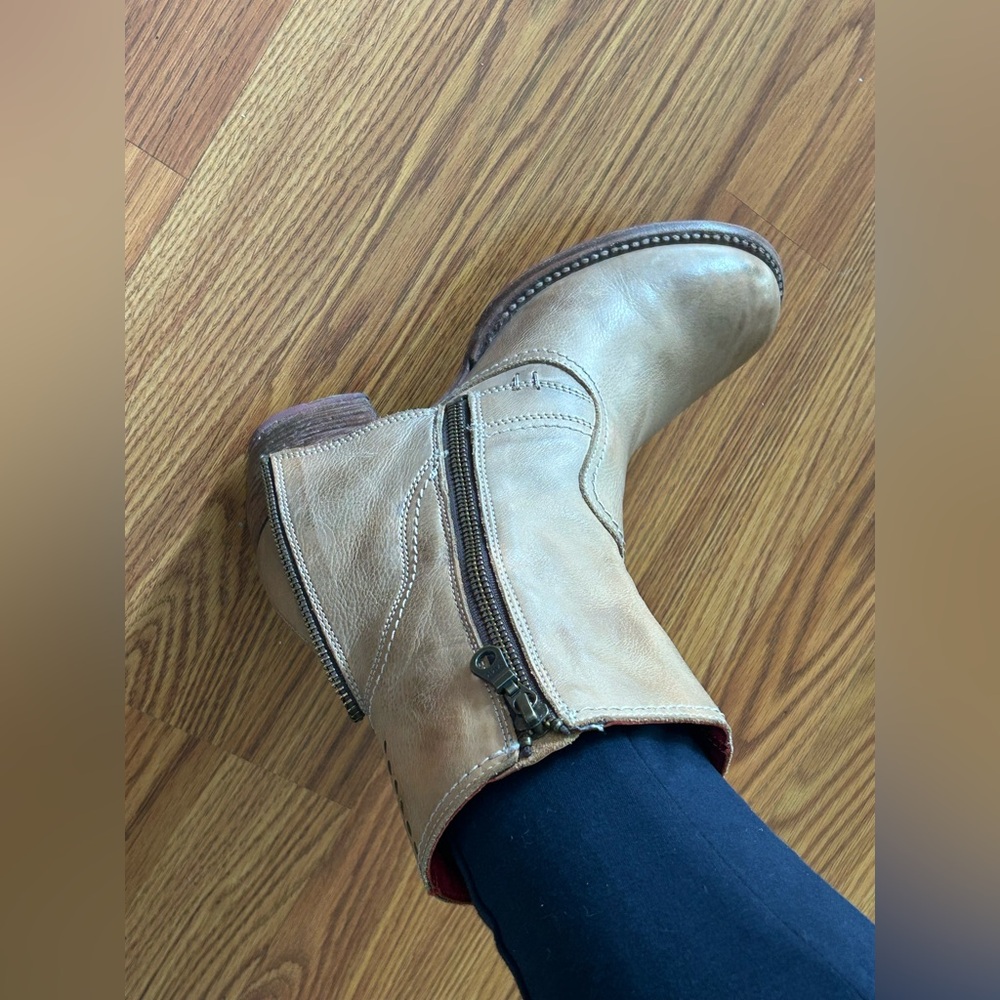 Bed Stu Iris Light Tan Leather Ankle Boots Size 8 - Picture 8 of 16